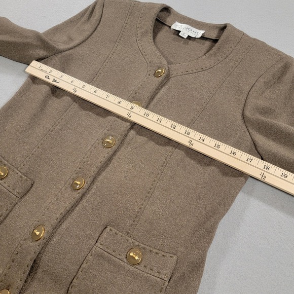 Vintage St John Collection Skirt Suit Brown Knit Gold Buttons USA Womens Set 6 8 - Picture 7 of 16